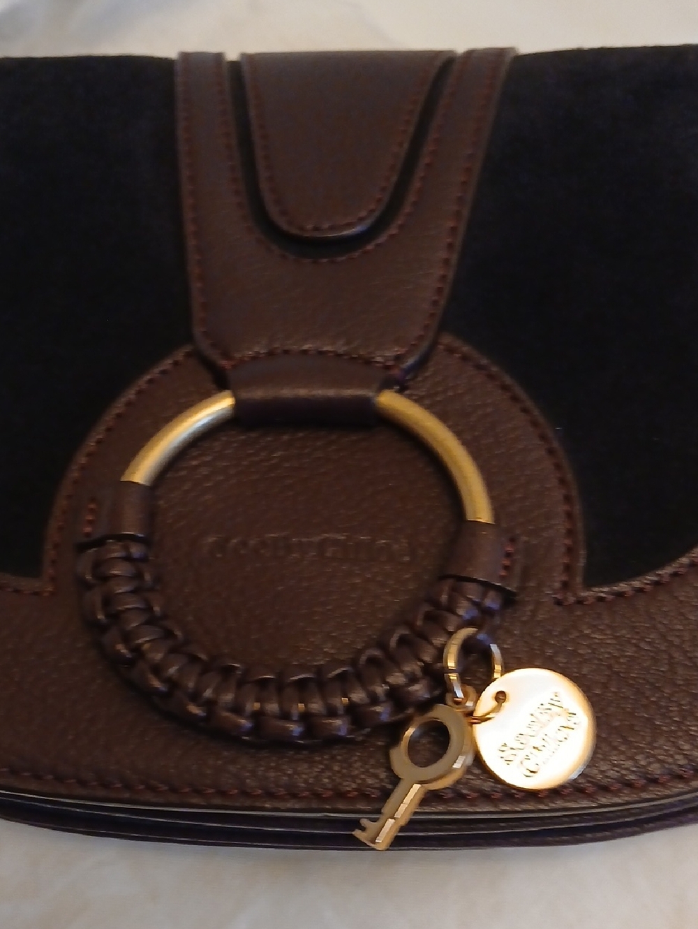 See By Chloe Black and Chocolate Brown Leather Crossbody Bag with Gold Hardware - Picture 4 of 16